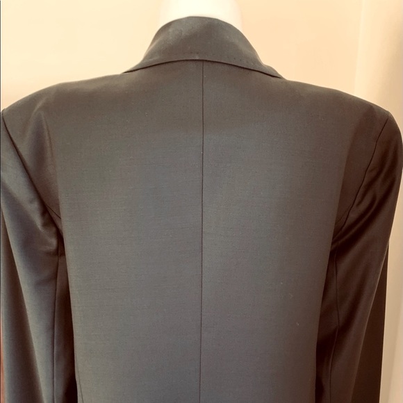 Elegant classic shiny black 87% fine wool blazer jacket double collar Eur44 US12 - Picture 12 of 15